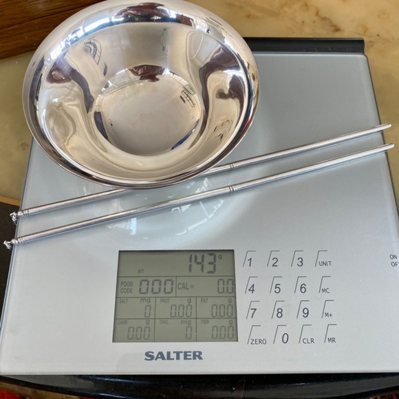 Amazing SOLID STERLING Vintage Rice Bowl with Solid Sterling Chopsticks in box - Picture 10 of 10